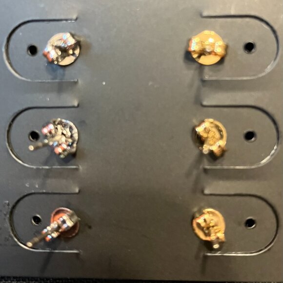 Coach Two Tone 6PC Stud Earring Set Heart, Star, C, Pyramid & Ball - Picture 3 of 4